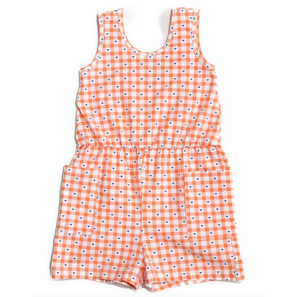 Alice + Ames The Tank Shortie Jumpsuit in Heartland Girls 8 Orange Preppy Cute